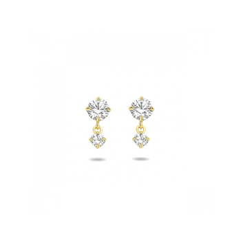 Oorhangers, 14krt.goud met zirconia (lengte: 1cm.) - 22522