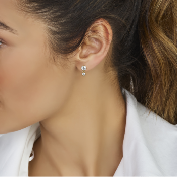 Oorhangers, 14krt.goud met zirconia (lengte: 1cm.) - 22522