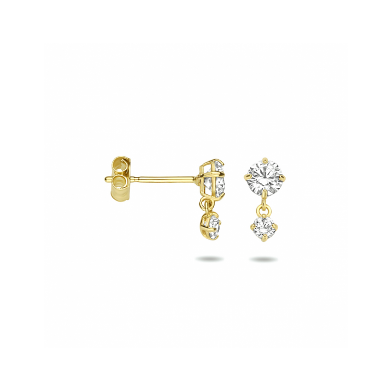 Oorhangers, 14krt.goud met zirconia (lengte: 1cm.) - 22522 Oorhangers, 14krt.goud met zirconia (lengte: 1cm.) - 22522