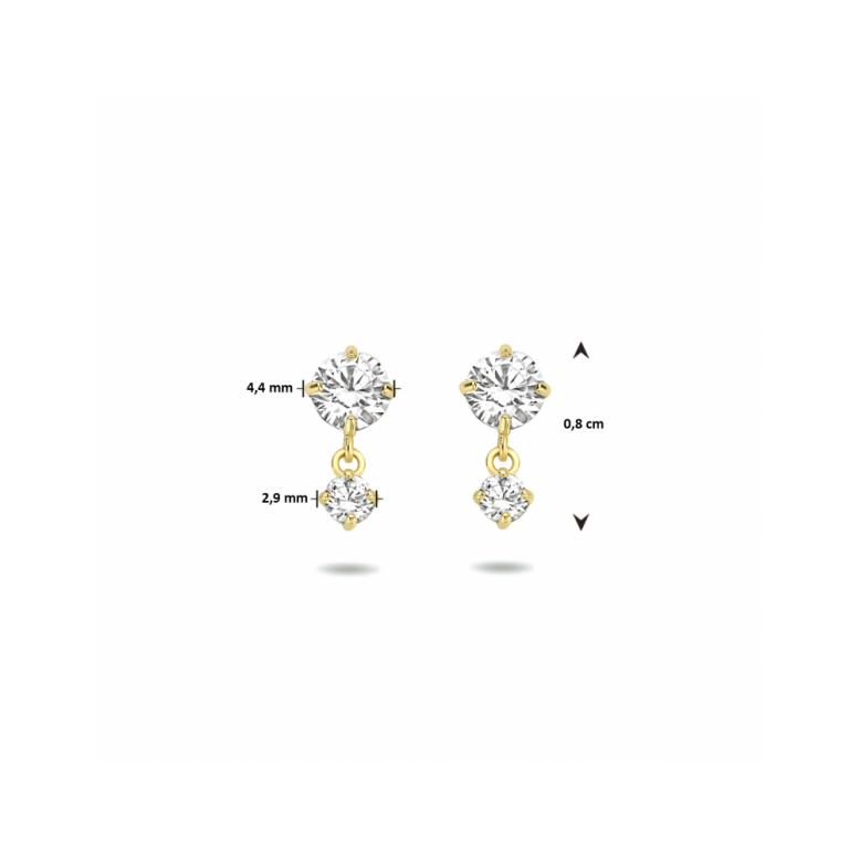 Oorhangers, 14krt.goud met zirconia (lengte: 1cm.) - 22522 Oorhangers, 14krt.goud met zirconia (lengte: 1cm.) - 22522