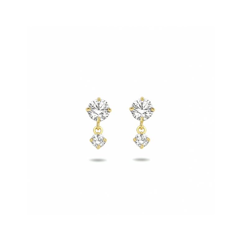 Oorhangers, 14krt.goud met zirconia (lengte: 1cm.) - 22522 Oorhangers, 14krt.goud met zirconia (lengte: 1cm.) - 22522