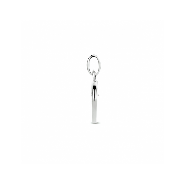 Hanger, zilver grhodineerd hart zirkonia (10mm.) - 24588
