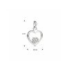 Hanger, zilver grhodineerd hart zirkonia (10mm.) - 24588