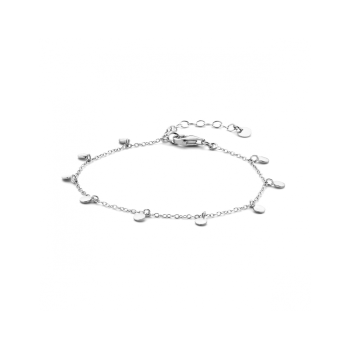 Armband, zilver gerhodineerd rondjes (lengte: 16-19cm.) - 22953
