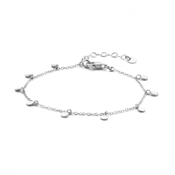 Armband, zilver gerhodineerd rondjes (lengte: 16-19cm.) - 22953