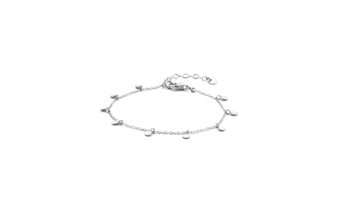Armband, zilver gerhodineerd rondjes (lengte: 16-19cm.) - 22953