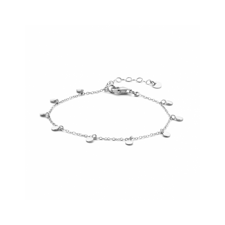 Armband, zilver gerhodineerd rondjes (lengte: 16-19cm.) - 22953 Armband, zilver gerhodineerd rondjes (lengte: 16-19cm.) - 22953