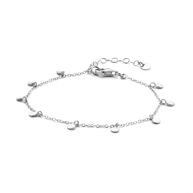 Armband, zilver gerhodineerd rondjes (lengte: 16-19cm.) - 22953 Armband, zilver gerhodineerd rondjes (lengte: 16-19cm.) - 22953