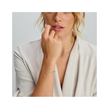 Armband, zilver gerhodineerd rondjes (lengte: 16-19cm.) - 22953 Armband, zilver gerhodineerd rondjes (lengte: 16-19cm.) - 22953
