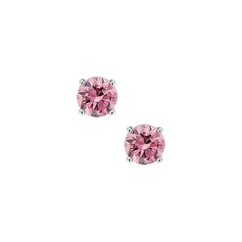 Oorknoppen, zilver gerhodineer met roze zirconia (4mm.) - 24871 Oorknoppen, zilver gerhodineer met roze zirconia (4mm.) - 24871