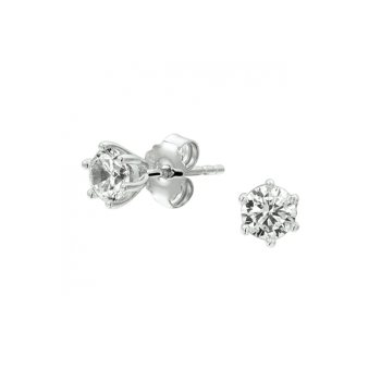 Oorknoppen, zilver gerhodineerd met zirkonia (3mm.) - 24546 Oorknoppen, zilver gerhodineerd met zirkonia (3mm.) - 24546