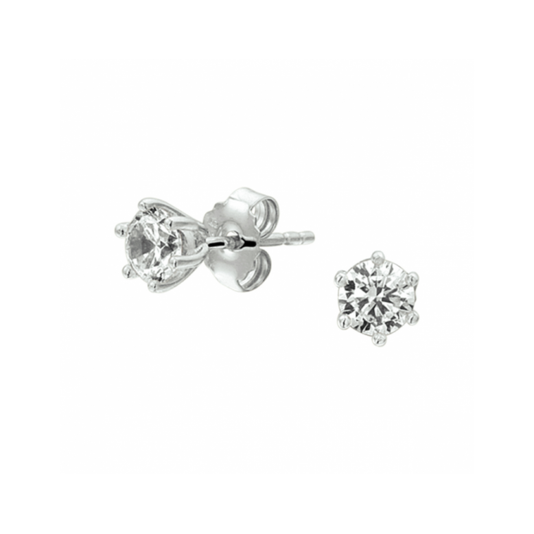 Oorknoppen, zilver gerhodineerd met zirkonia (3mm.) - 24546 Oorknoppen, zilver gerhodineerd met zirkonia (3mm.) - 24546