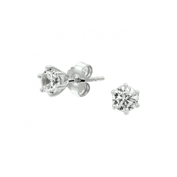 Oorknoppen, zilver gerhodineerd met zirkonia (4mm.) - 24547 Oorknoppen, zilver gerhodineerd met zirkonia (4mm.) - 24547