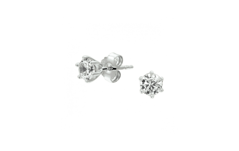 Oorknoppen, zilver gerhodineerd met zirkonia (5mm.) - 24548