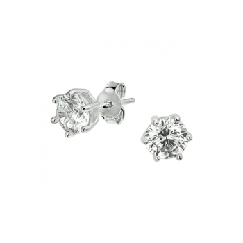 Oorknoppen. zilver gerhodineerd met zirkonia (6mm,) - 24832 Oorknoppen. zilver gerhodineerd met zirkonia (6mm,) - 24832