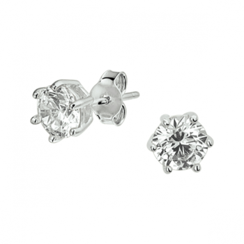 Oorknoppen. zilver gerhodineerd met zirkonia (6mm,) - 24832 Oorknoppen. zilver gerhodineerd met zirkonia (6mm,) - 24832