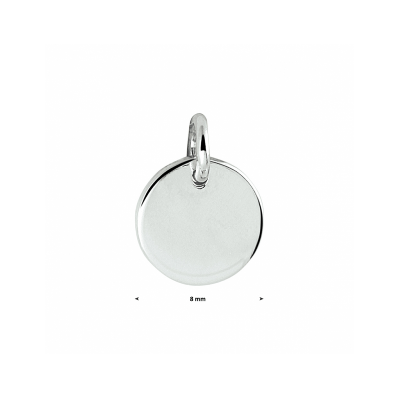 Graveerhanger, zilver gerhodineerd rond (8mm.) - 23237