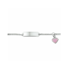 Graveerarmband, zilver gerhodineerd met roze hart (9-11cm.) - 24868
