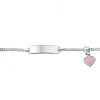 Graveerarmband, zilver gerhodineerd met roze hart (9-11cm.) - 24868