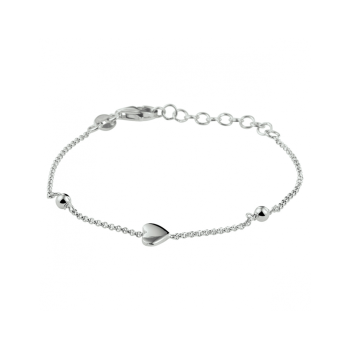Armband, zilver gerhodineerd met hart (lengte: 13-16cm.) - 24206