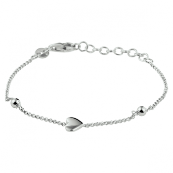 Armband, zilver gerhodineerd met hart (lengte: 13-16cm.) - 24206