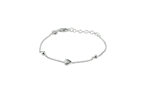 HC Armband, zilver gerhodineerd met hart (lengte: 13-16cm.) - 24206