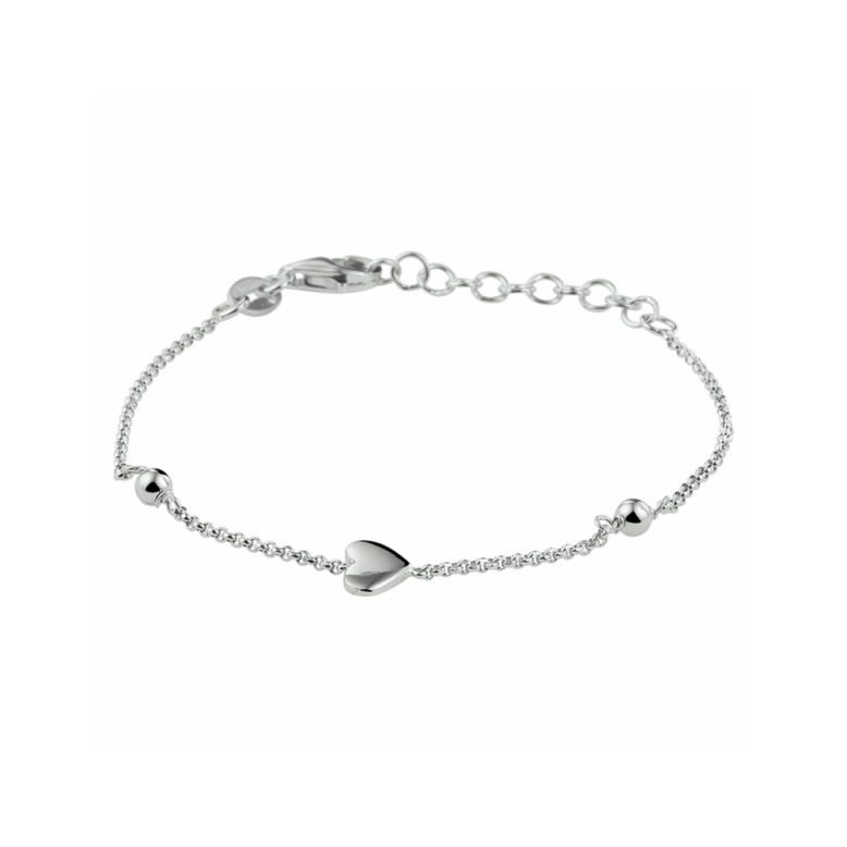 Armband, zilver gerhodineerd met hart (lengte: 13-16cm.) - 24206
