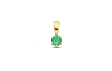 Hanger, 14krt.goud met geboortesteen Smaragd (mei) - 23911