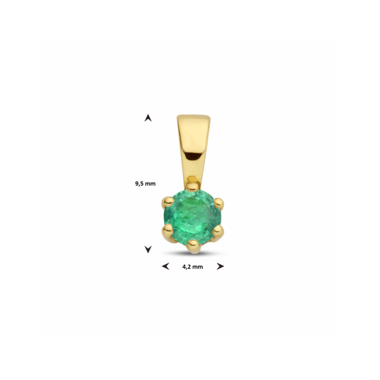 Hanger, 14krt.goud met geboortesteen Smaragd (mei) - 23911