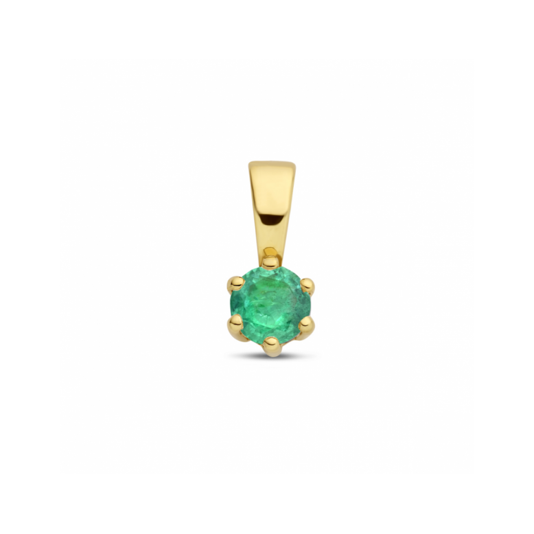 Hanger, 14krt.goud met geboortesteen Smaragd (mei) - 23911