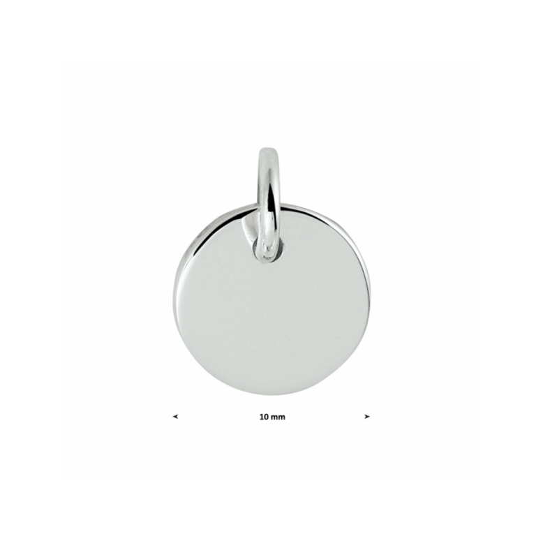 Graveerhanger, zilver gerhodineerd rond (10mm.) - 23236