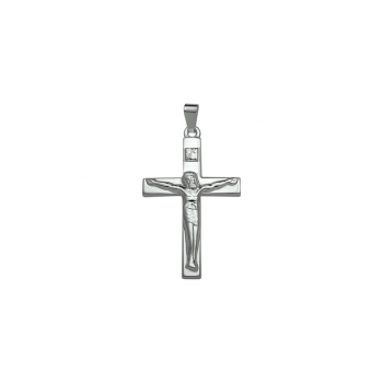 Hanger, zilver kruis met corpus (30x18mm.) - 24100