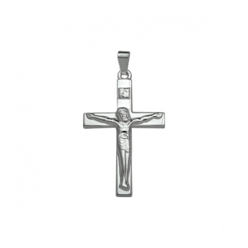 Hanger, zilver kruis met corpus (30x18mm.) - 24100