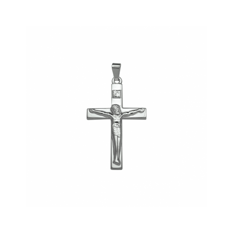 Hanger, zilver kruis met corpus (30x18mm.) - 24100