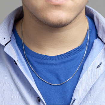 Collier, zilver/oxi vossestaart 1,6 mm (lengte 60cm.) - 22670 Collier, zilver/oxi vossestaart 1,6 mm (lengte 60cm.) - 22670