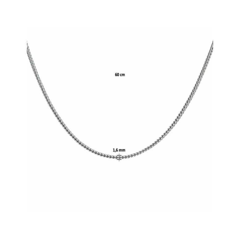 Collier, zilver/oxi vossestaart 1,6 mm (lengte 60cm.) - 22670