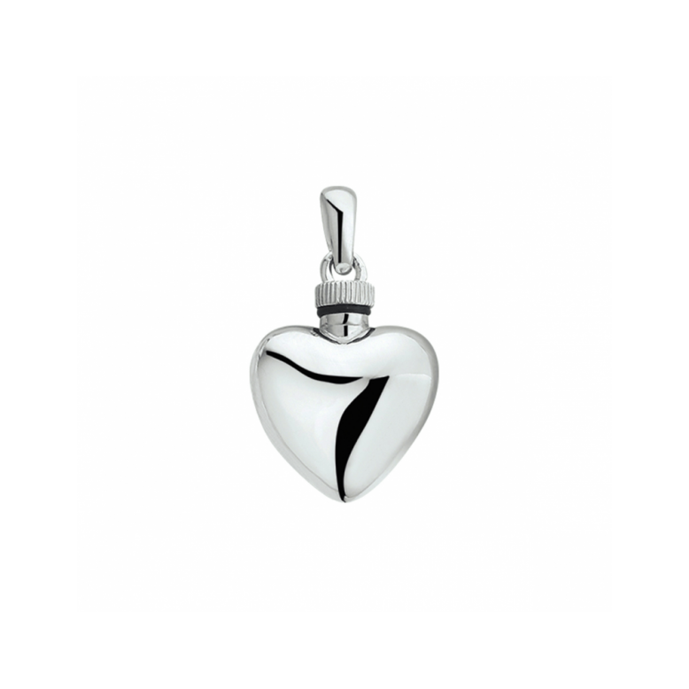 Urnhanger, zilver gerhodineerd hart (breedte: 16,5mm.) - 24673