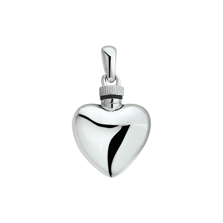 Urnhanger, zilver gerhodineerd hart (breedte: 16,5mm.) - 24673