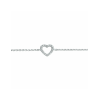 Armband, zilver gerhodineerd hart zirkonia (lengte:15,5-18cm.) - 24565
