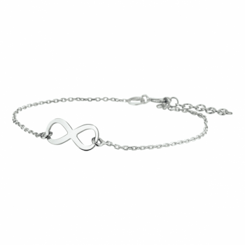 Armband, zilver gerhodineerd infinity (lengte: 17-19cm.) - 24347