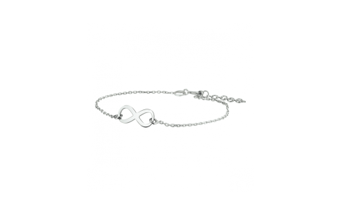 Armband, zilver gerhodineerd infinity (lengte: 17-19cm.) - 24347