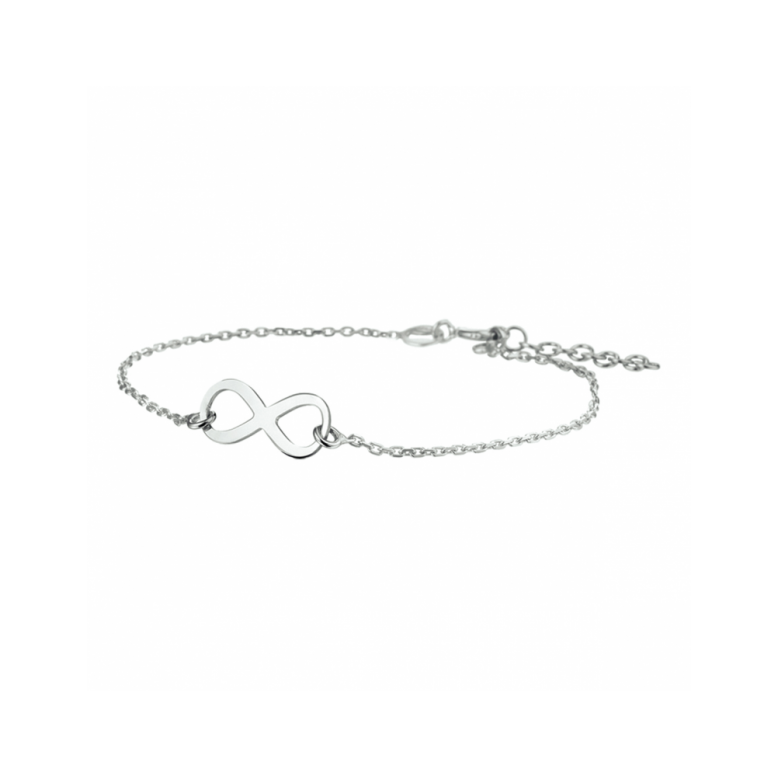 Armband, zilver gerhodineerd infinity (lengte: 17-19cm.) - 24347