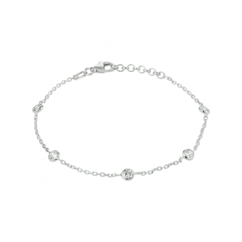 HC Armband, zilver gerhodineerd met  zirkonia (lengte: 17-19cm.) - 22944