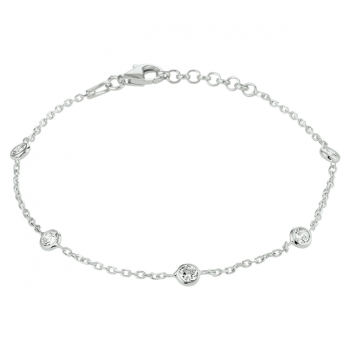 HC Armband, zilver gerhodineerd met  zirkonia (lengte: 17-19cm.) - 22944