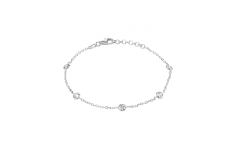 HC Armband, zilver gerhodineerd met  zirkonia (lengte: 17-19cm.) - 22944