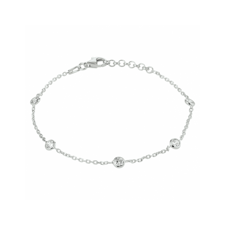 HC Armband, zilver gerhodineerd met  zirkonia (lengte: 17-19cm.) - 22944