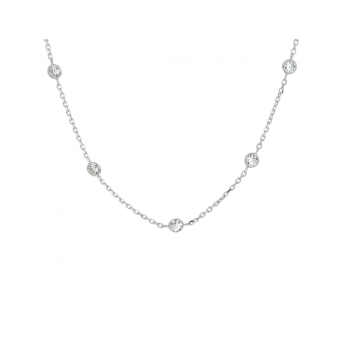 Collier, zilver ankerschakel met zirkonia (lengte: 40-44cm.) - 24092
