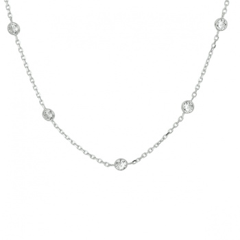 Collier, zilver ankerschakel met zirkonia (lengte: 40-44cm.) - 24092
