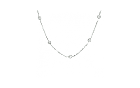 HC Collier, zilver ankerschakel met zirkonia (lengte: 40-44cm.) - 24092