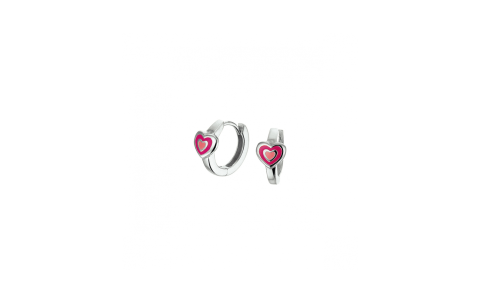 Oorringen, zilver gerhodineerd hart kleur - 24545